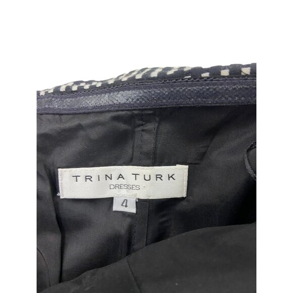 Trina Turk Black White & Multicolored Geometric Pattern Strapless Dress Sz 4 - Picture 2 of 7